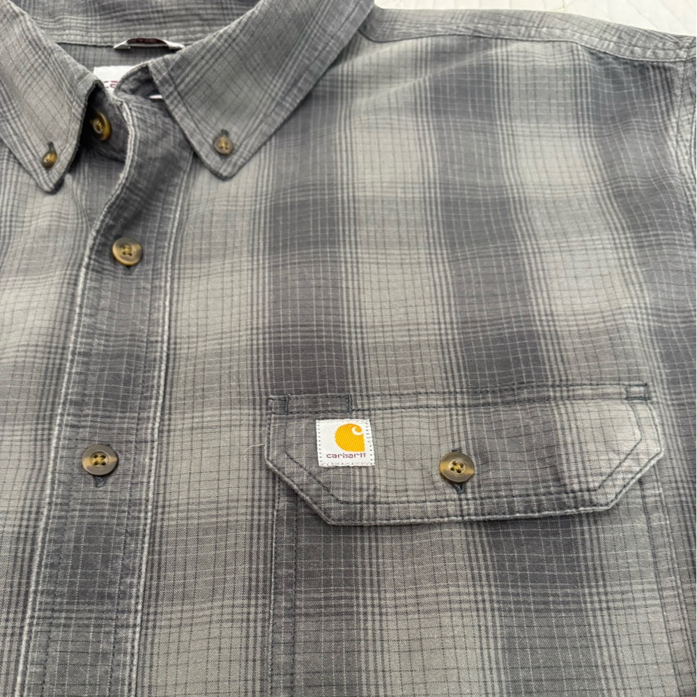 Carhartt Men's Gray Checkered Shirt-Size XXL - Picture 4 of 9